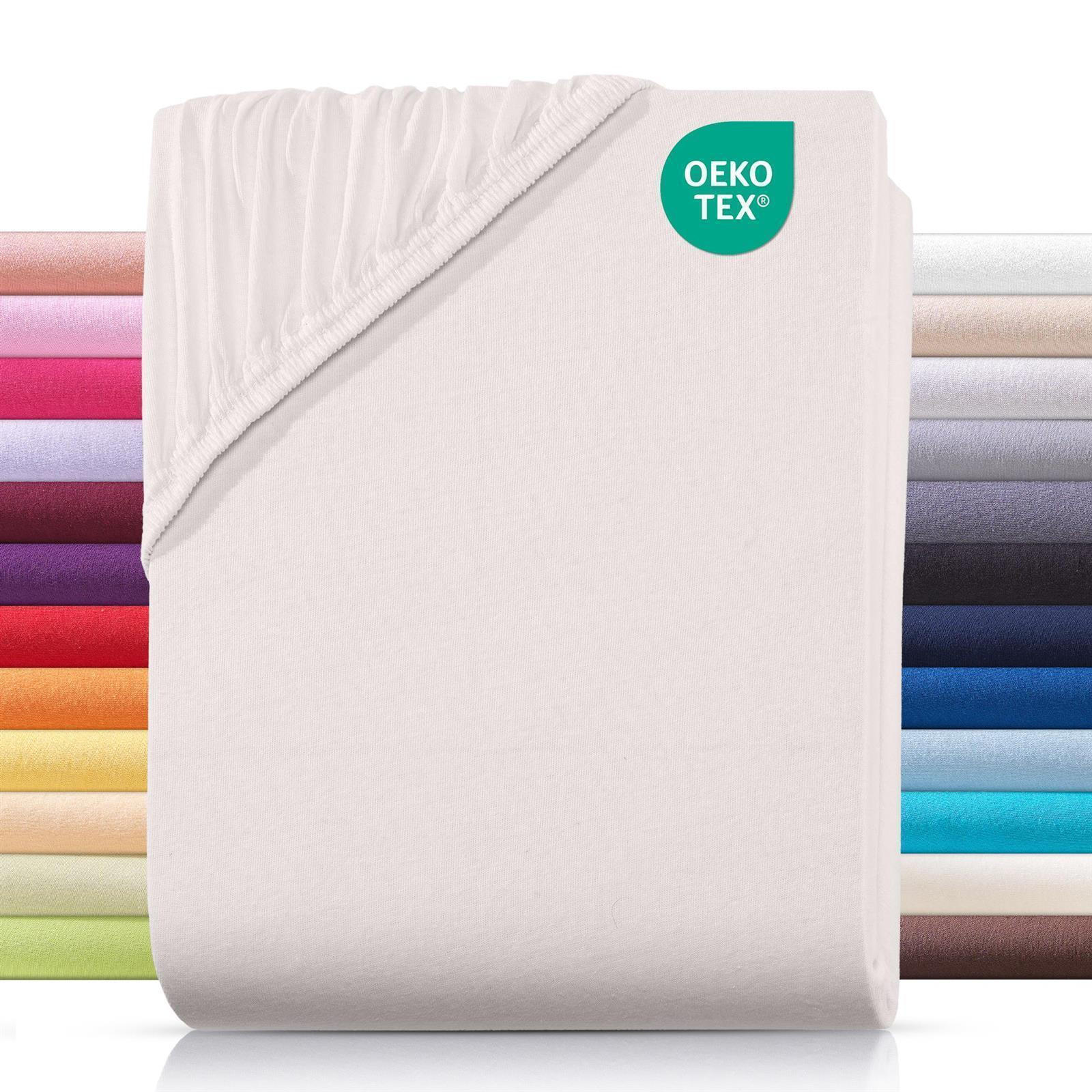 JERSEY-SPANNBETTLAKEN 180x200 cm aus 100% Baumwolle, Bettlaken Natur Uni - Creme, Textil (180/200cm) - Carpe Sonno