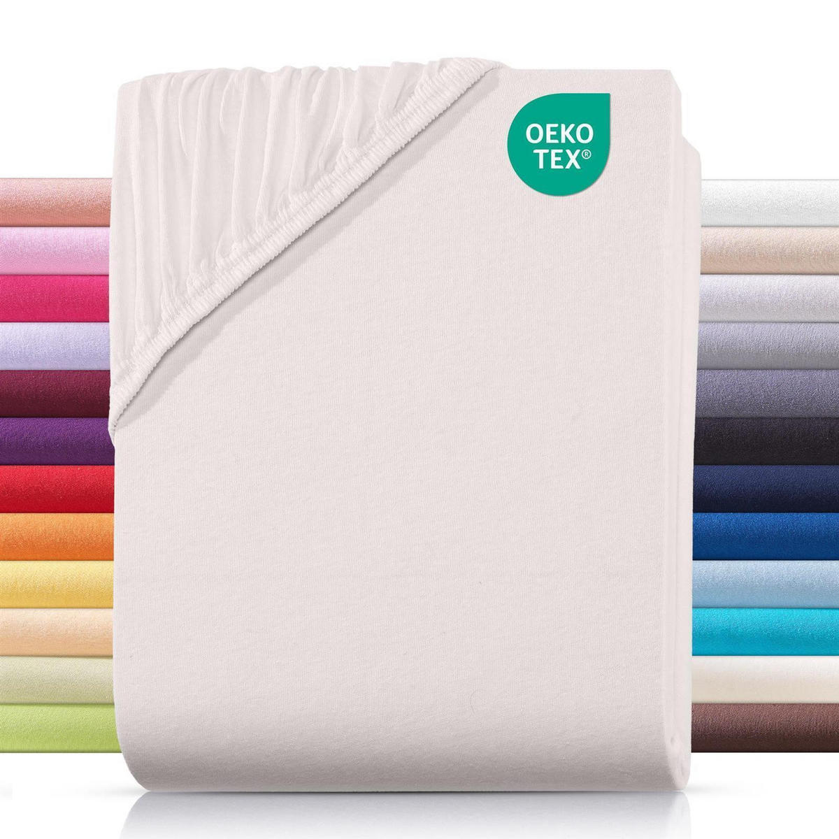 JERSEY-SPANNBETTLAKEN 120x200 cm aus 100% Baumwolle, Bettlaken Natur Uni - Creme, Textil (120/200cm) - Carpe Sonno