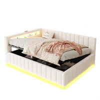 POLSTERBETT 140x200 cm LED USB beige - Beige, Textil (140/200cm) - Fortuna Lai