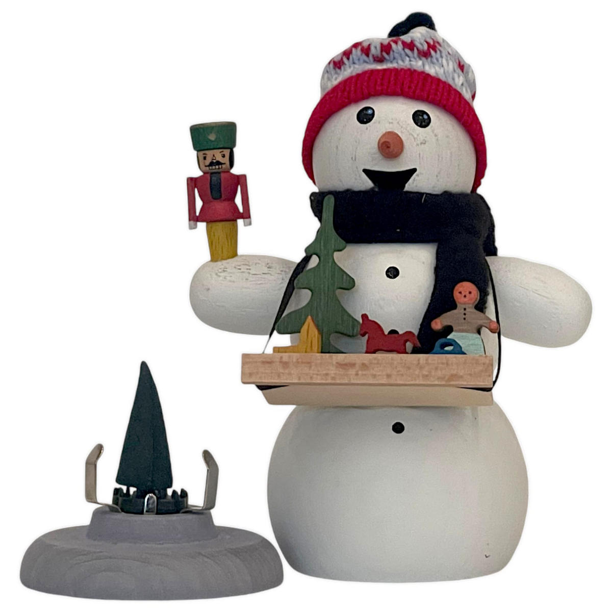 RÄUCHERFIGUR Räuchermännchen Schneemann als Weihnachtsmarkthändler 13 cm - Multicolor, Holz (6/13/10cm)