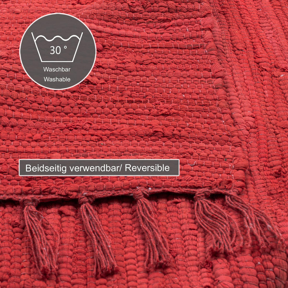 FLECKERLTEPPICH Chindi 40x60 cm - Rot, Textil (40/60cm) - Rug and Roll