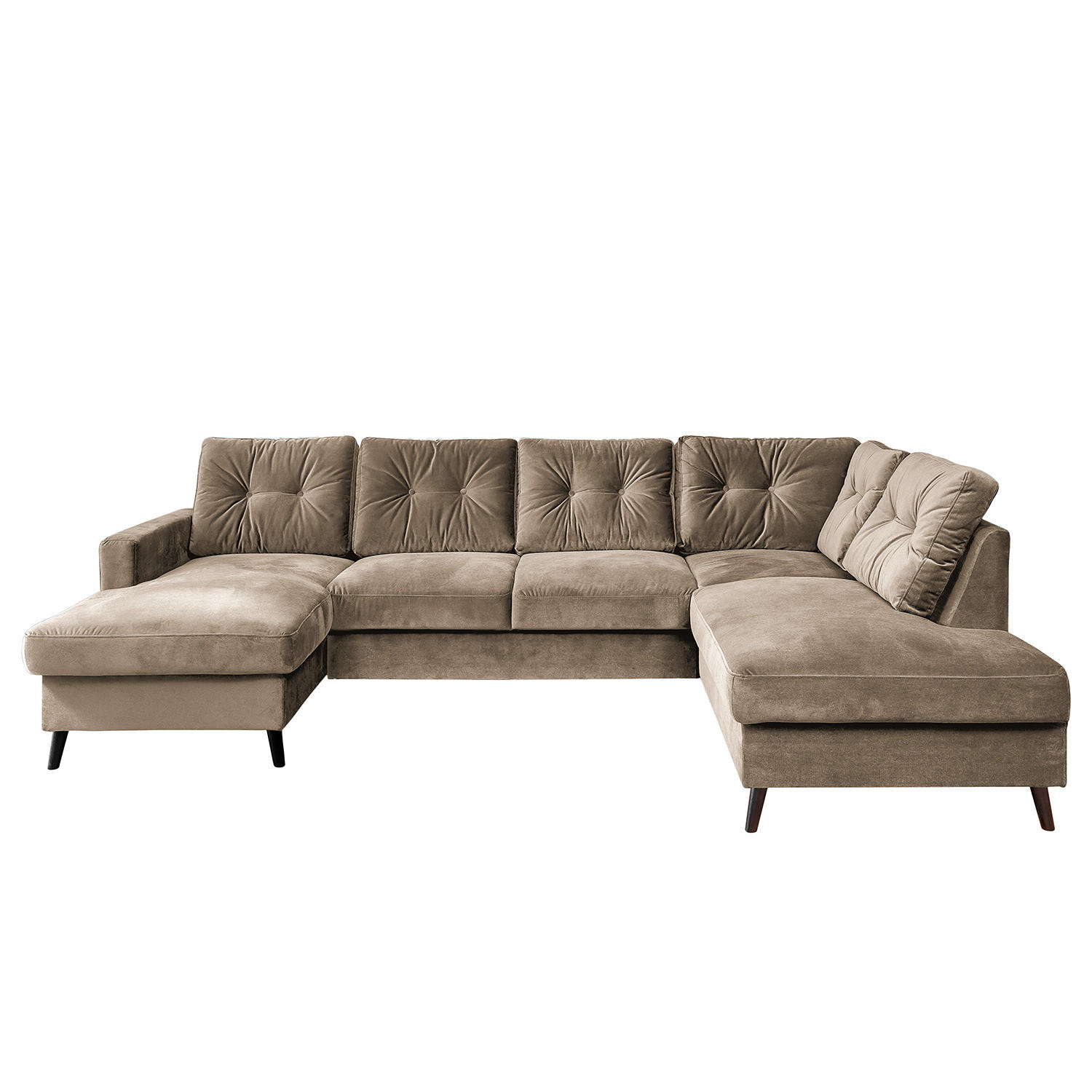 WOHNLANDSCHAFT mit Longchair - Schwarz/Cappuccino, Textil (297/90/200cm) - home24