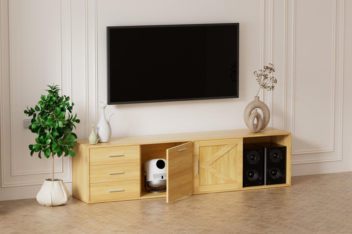 TV-SCHRANK in 180/45/35 cm - Naturfarben, Holzwerkstoff (180/45/35cm) - HOMAVO