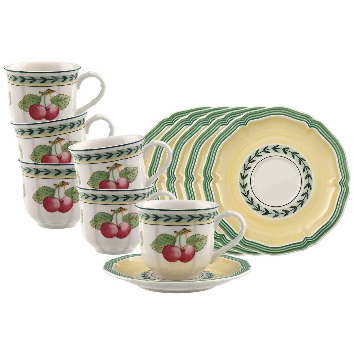 ESPRESSOTASSEN MIT UNTERTASSEN French Garden Fleurence bunt 80 ml 6er Set - Multicolor, Keramik (0.08L) - Villeroy & Boch