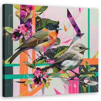 WANDBILD vögel abstrakt bunt - Multicolor, Textil (50/50cm) - Feeby