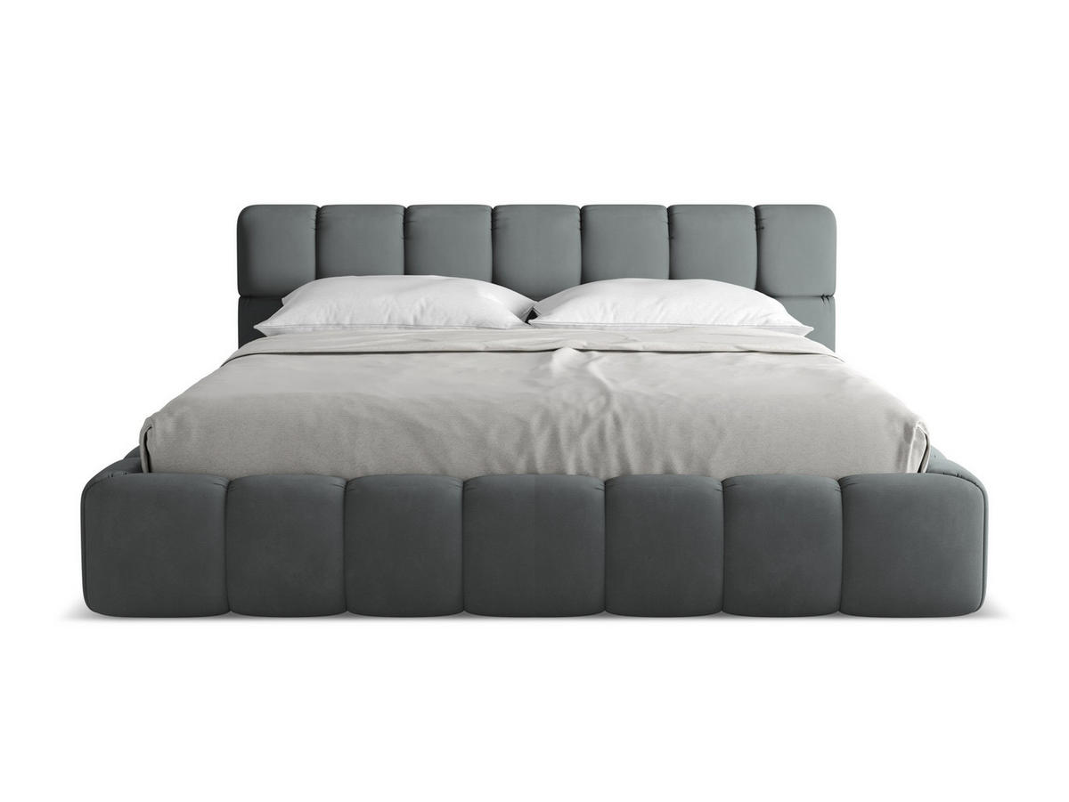 POLSTERBETT mit Bettkasten und Lattenrost 200x228 Grau - Schwarz/Graphitfarben, Kunststoff/Textil (180/200cm) - Makamii