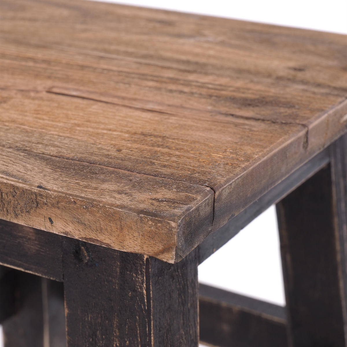 FUSSHOCKER PALO Mahagoni Recyclingholz 04 schwarz-natur - Graubraun, Holz (26/27/26cm) - DESIGN DELIGHTS