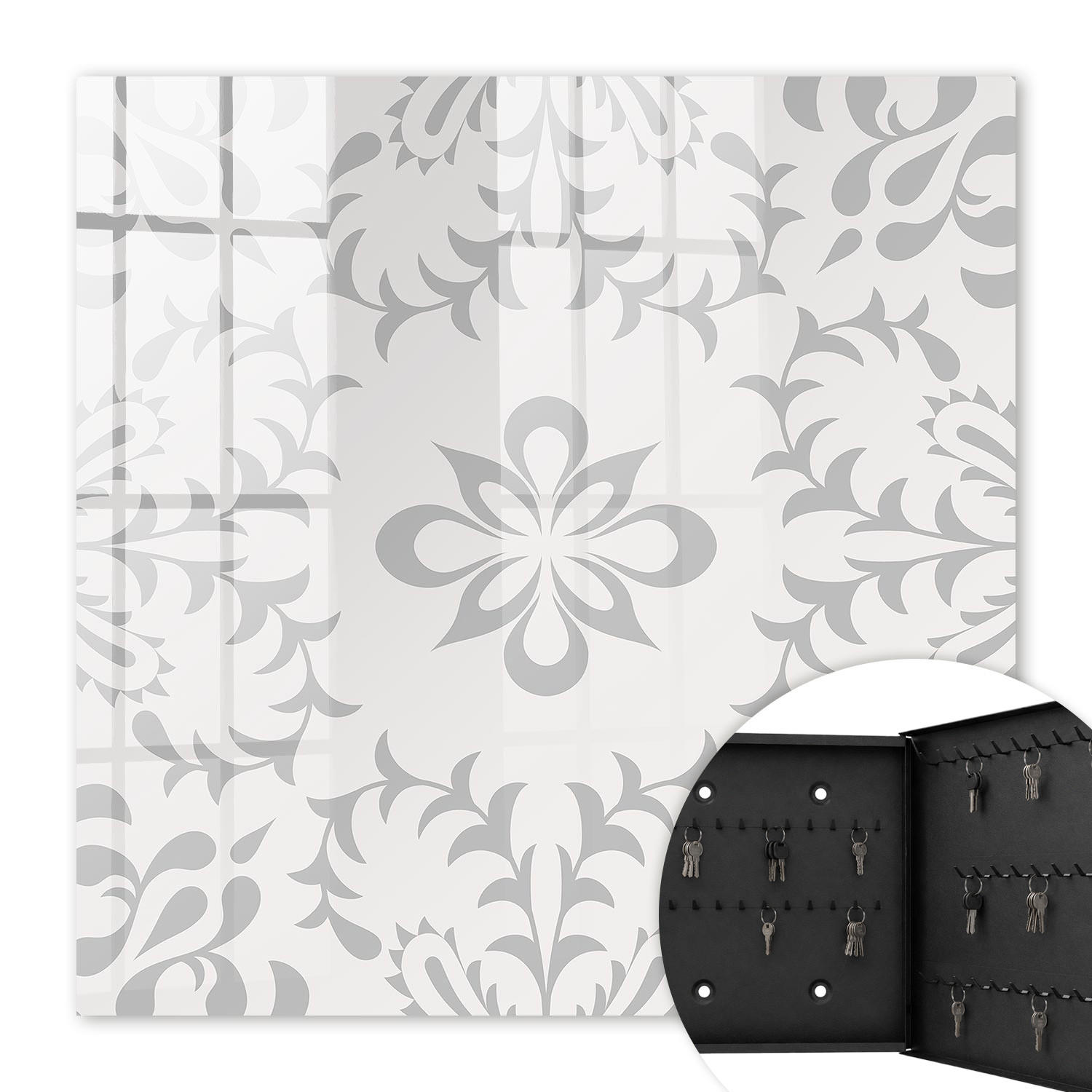 SCHLÜSSELBOX Schwarz 30x30 cm- Türöffnung nach rechts - Elegante Symmetrie - Grau, Metall (30/30/5cm) - TULUP