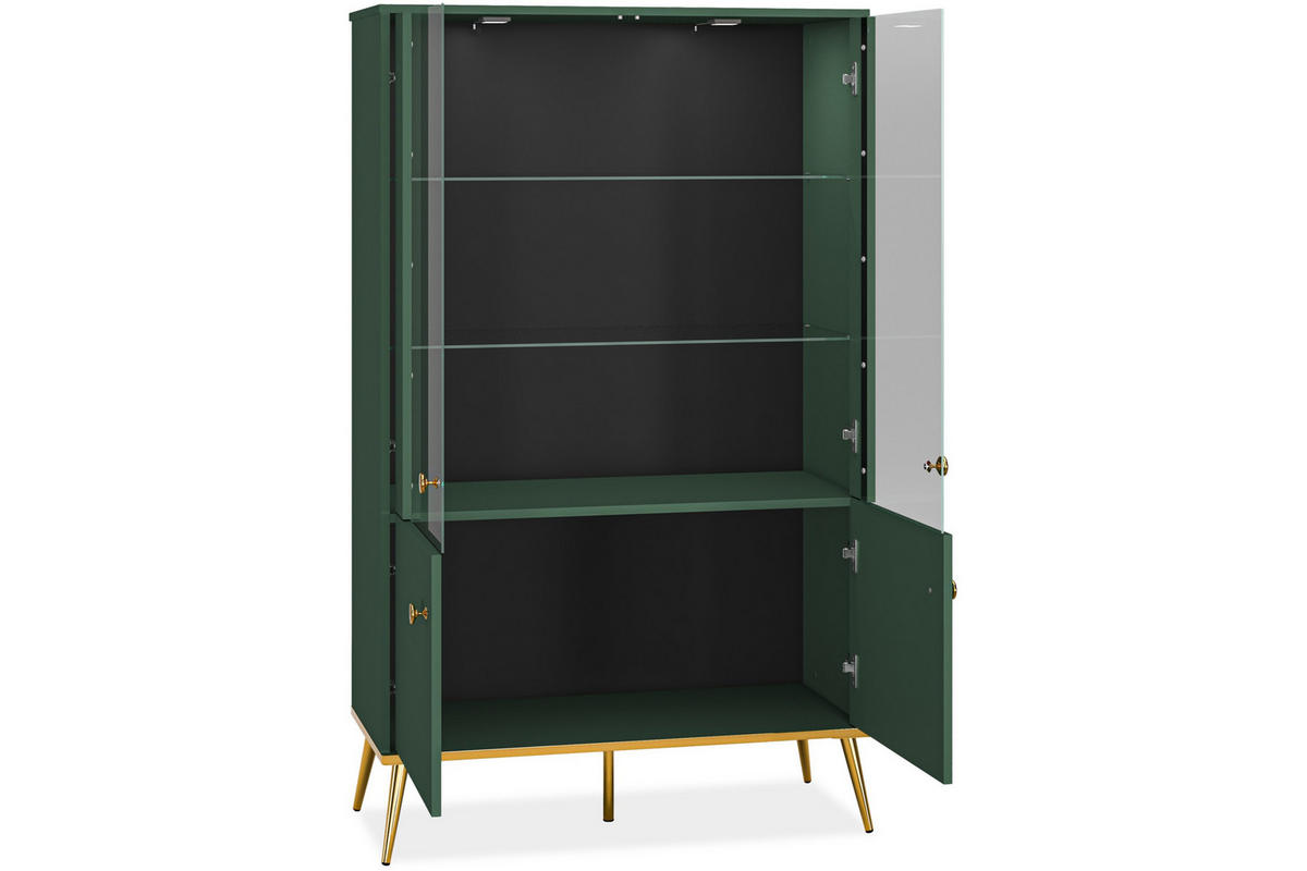 VITRINENSCHRANK ARICIA mit Glaseinlegeböden, Grün - Grün, Holz (92/152/40cm) - KONSIMO®