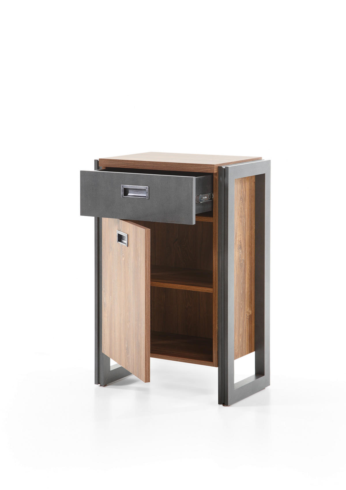 KOMMODE I12 Stirling Oak & Matera 55/81/33 cm mit Schubkästen und Türen - Eichefarben, Holzwerkstoff (55/81/33cm) - Livojo