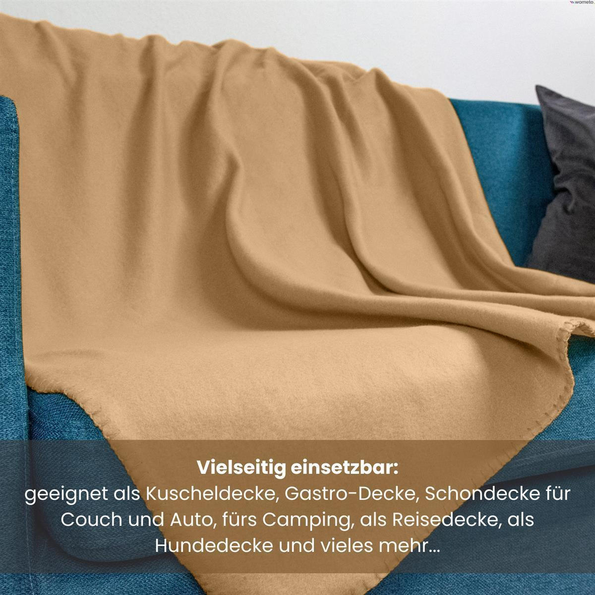 FLEECEDECKE 2er Set beige 130/160 cm Kettelrand Anti-Pilling - Beige, Textil (130/160cm) - wometo