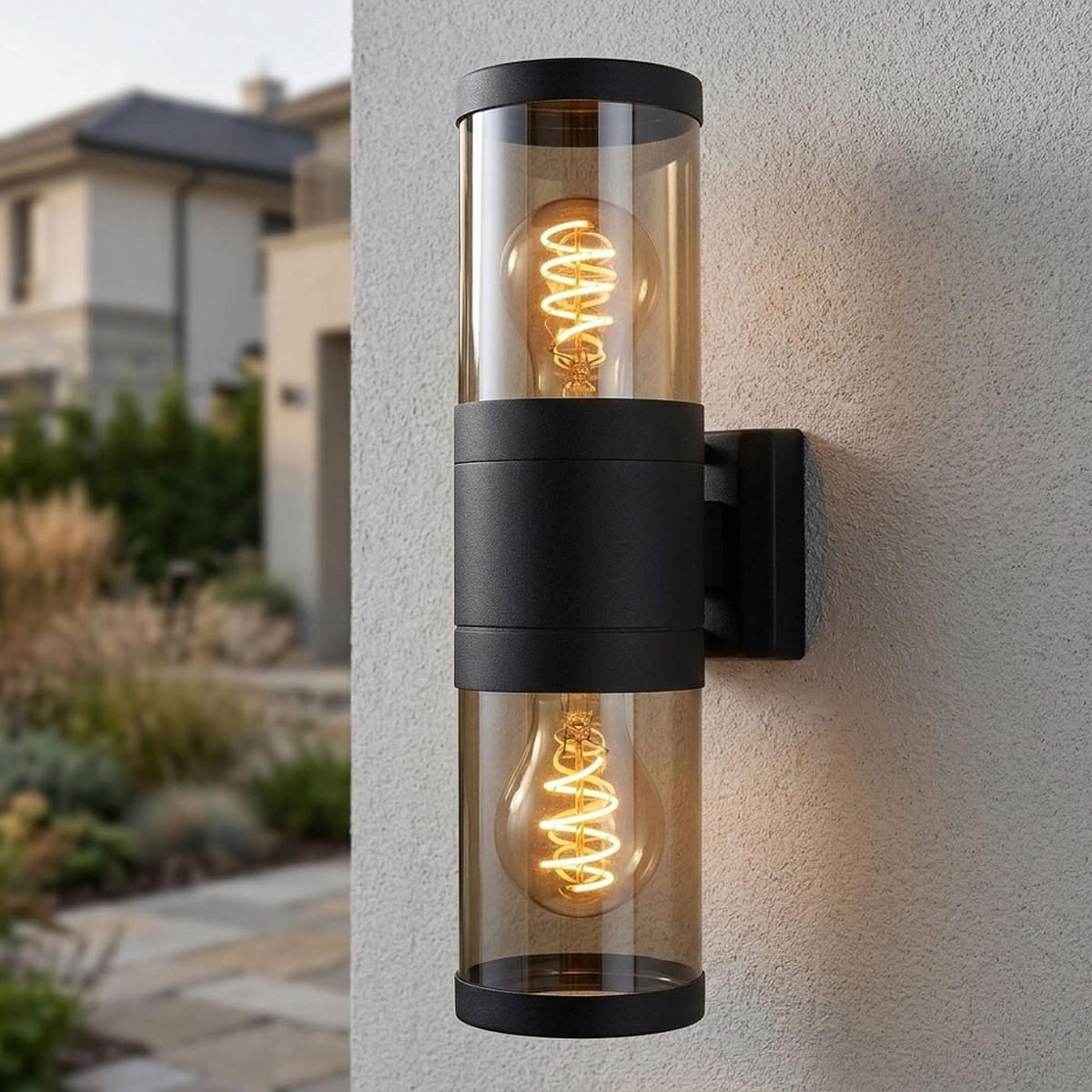 LED Wandleuchte Edelstahl Schwarz Rauchglas - Schwarz, Metall (10.2/38/15.5cm) - Globo Lighting