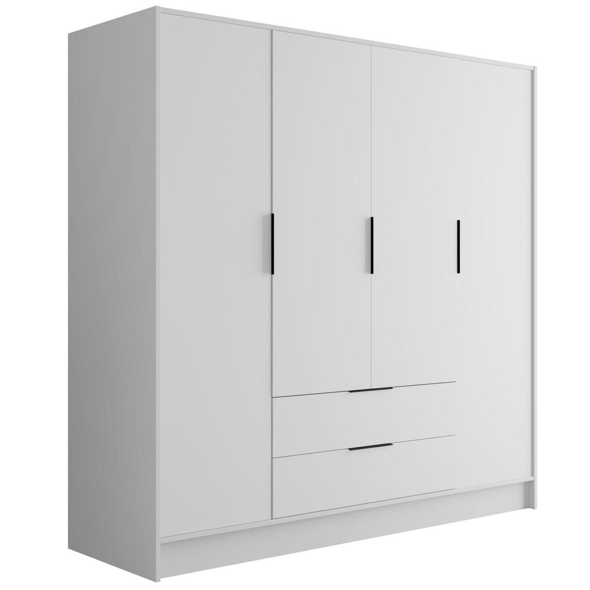 KLEIDERSCHRANK mit Flügeltüren KOLIN 200x200cm Weiß / Weiß - Weiß, Holzwerkstoff (200/200/51cm) - ALTDECOR