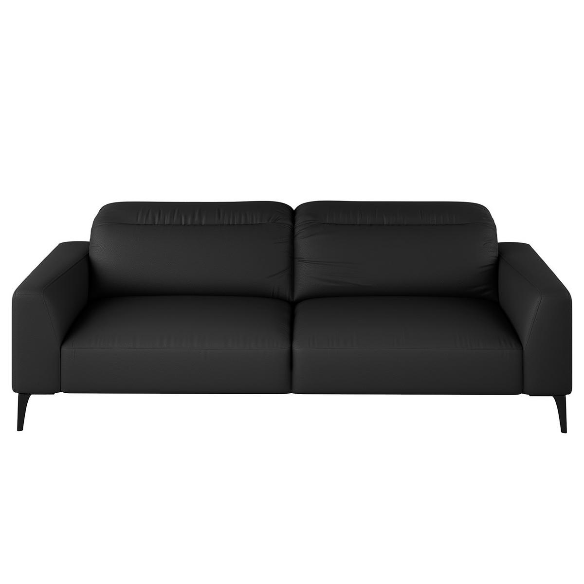 3-SITZER SOFA - Schwarz, Leder/Metall (233/73/107cm) - home24