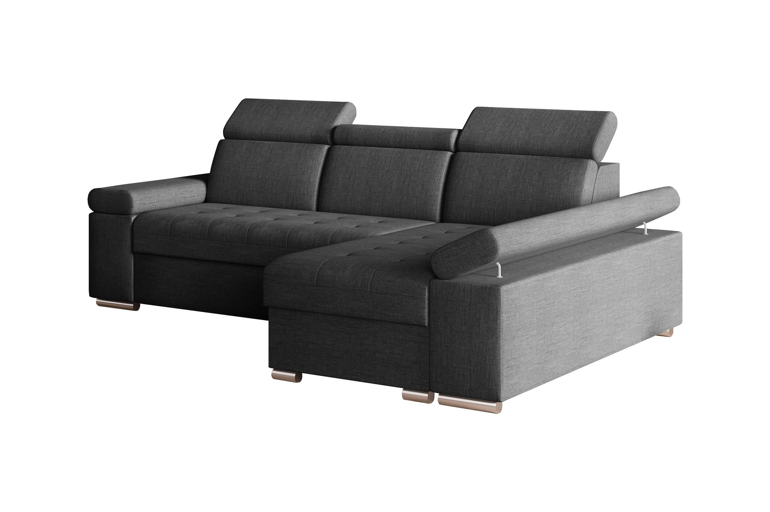 ECKSOFA mit Schlaffunktion Luka L Twist 23 - Dunkelgrau - Rechts - Dunkelgrau/Silberfarben, Holzwerkstoff (260/168cm) - Möblo