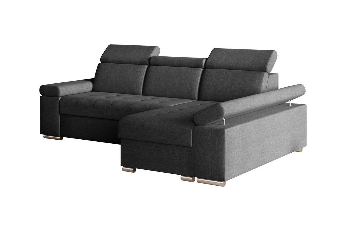 ECKSOFA mit Schlaffunktion Luka L Twist 23 - Dunkelgrau - Rechts - Dunkelgrau/Silberfarben, Holzwerkstoff (260/168cm) - Möblo