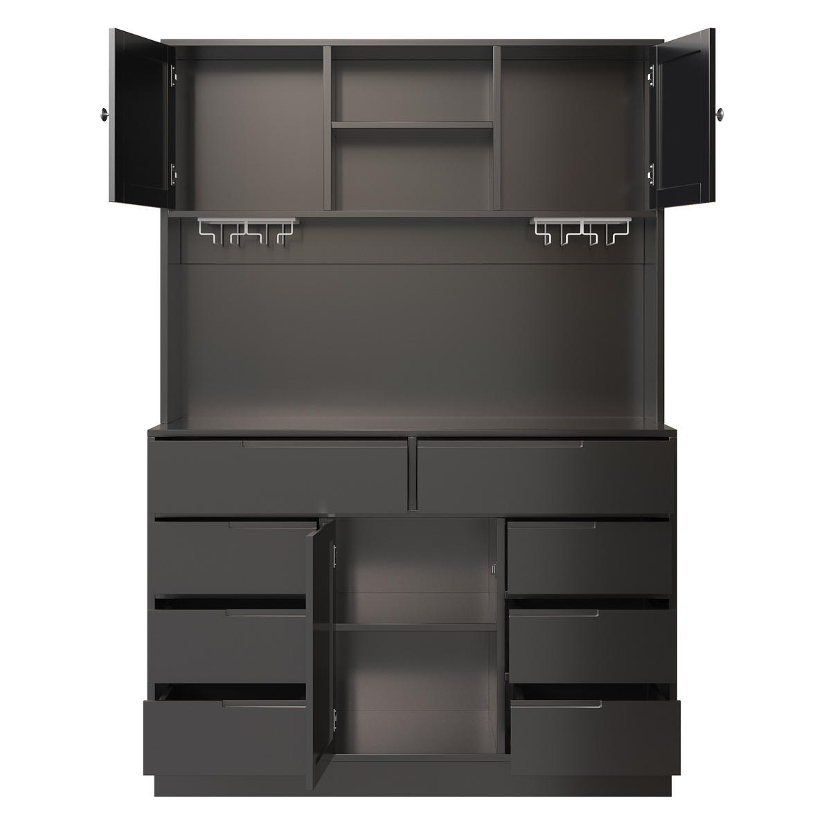 BUFFETSCHRANK Schwarz 120/40/183.5 cm - Schwarz, Holz (120/183.5/40cm) - PANGIVO