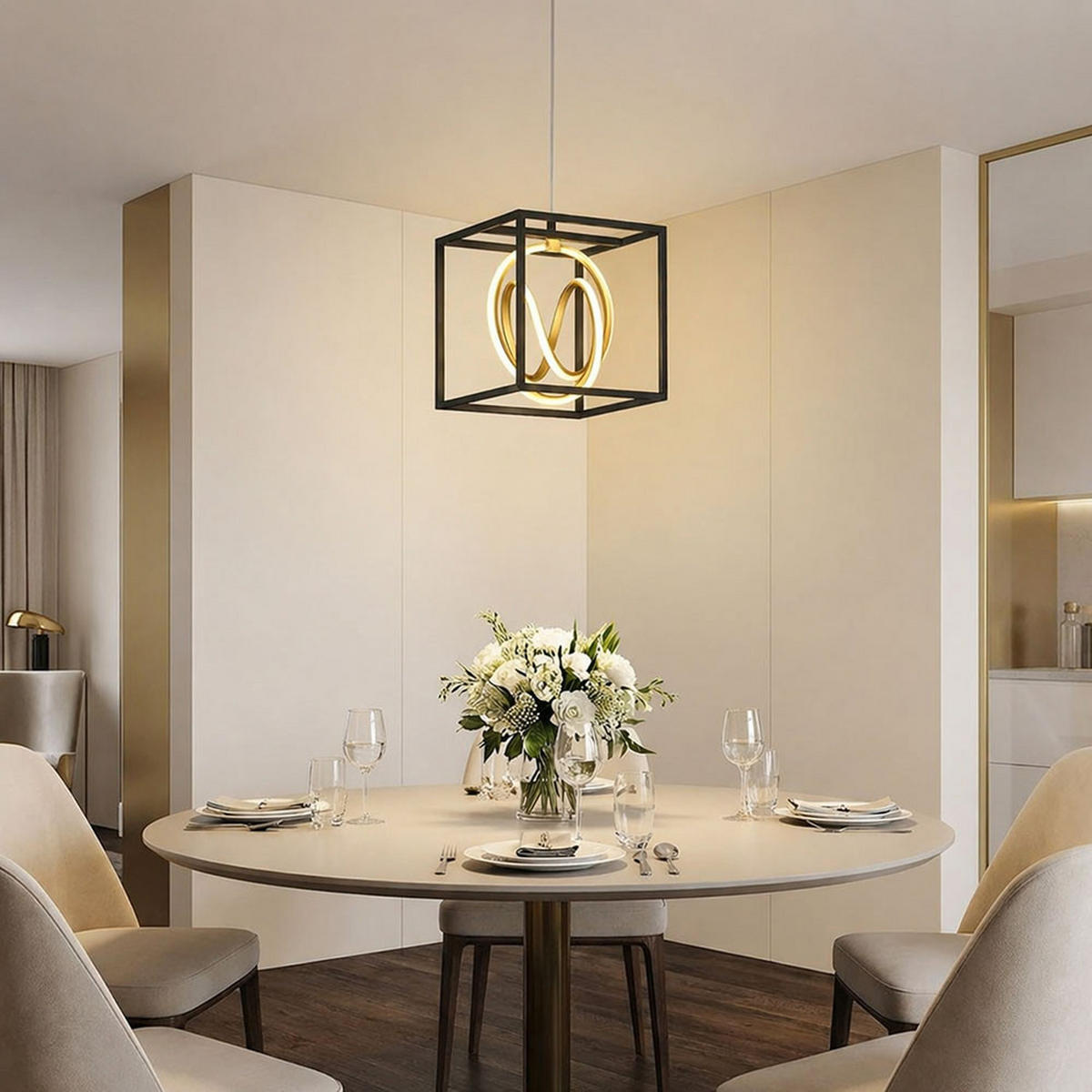 LED HÄNGELAMPE Gisi Schwarz Gold - Schwarz, Metall (25/25/150cm)