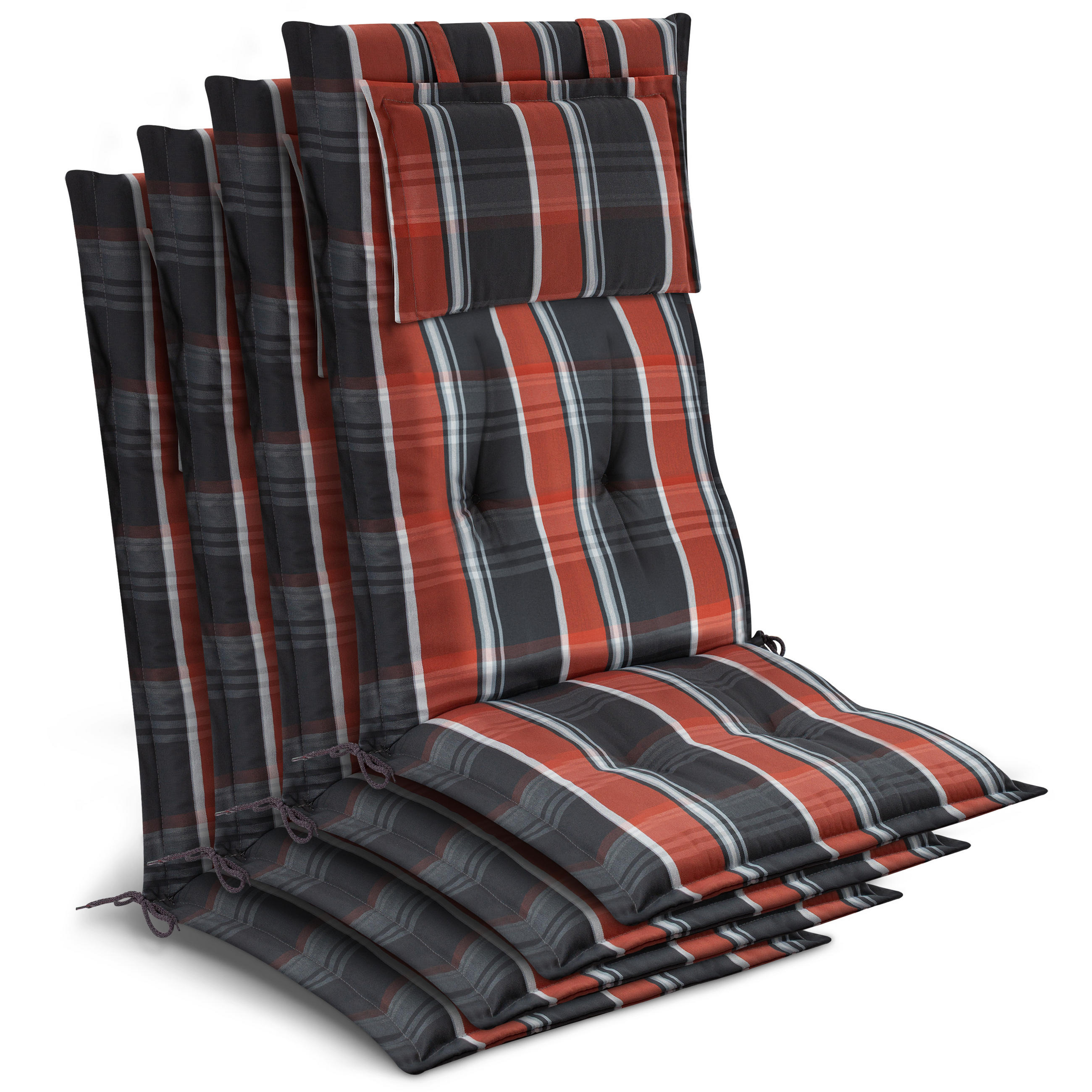 HOCHLEHNER Highlux HL 120x52x7cm Grau-Orange-Weiß-Kariert (4tlg) - Orange, Textil (52/120cm) - Beautissu 