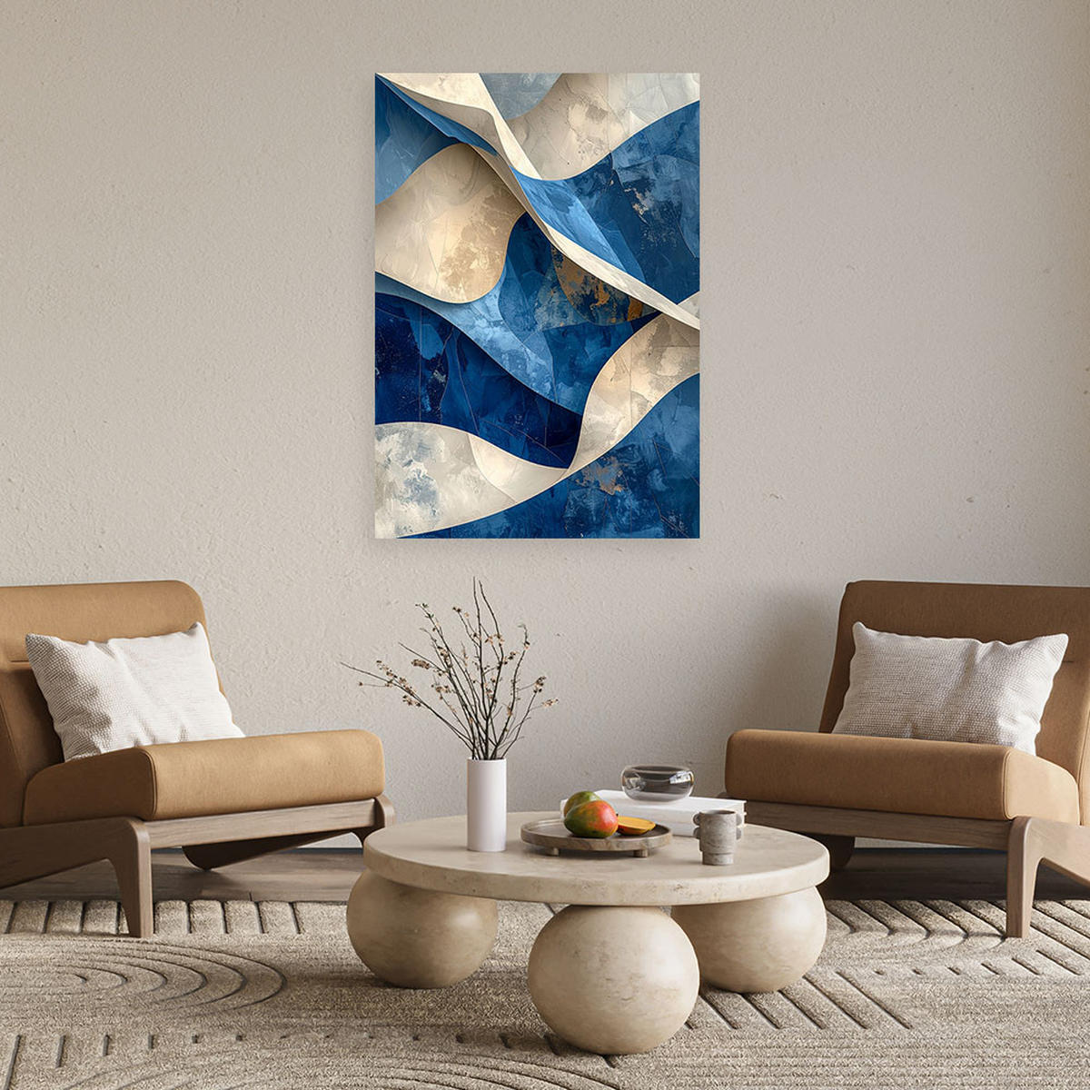 LEINWANDBILD Abstraktion 80x120cm - Blau, Textil (80/120cm) - Feeby