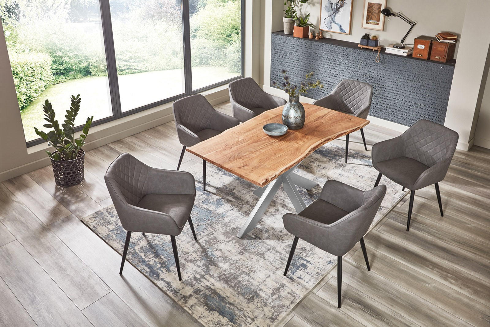ESSTISCH BENNI - Beige/Silberfarben, Holz/Metall (80/140/77cm) - SAM