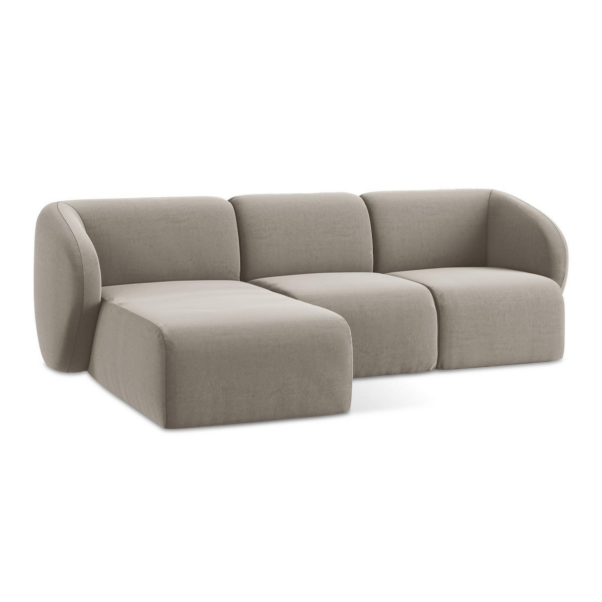ECKSOFA Links Samt Stoff Grau - Taupe/Schwarz, Holzwerkstoff/Kunststoff (248/166cm) - LaMiaSofa
