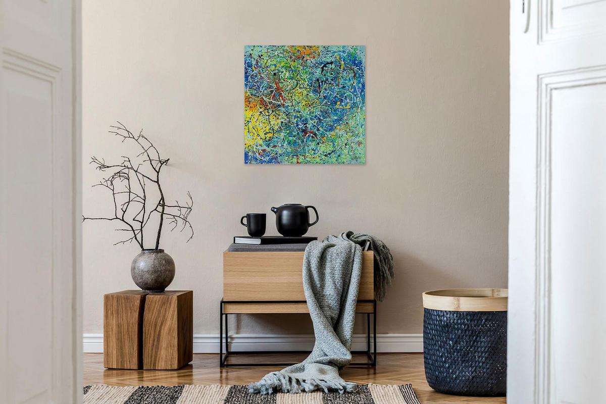 ACRYLBILD HANDGEMALT 80/80 cm - Multicolor, Holz/Textil (80/80cm) - KUNSTLOFT
