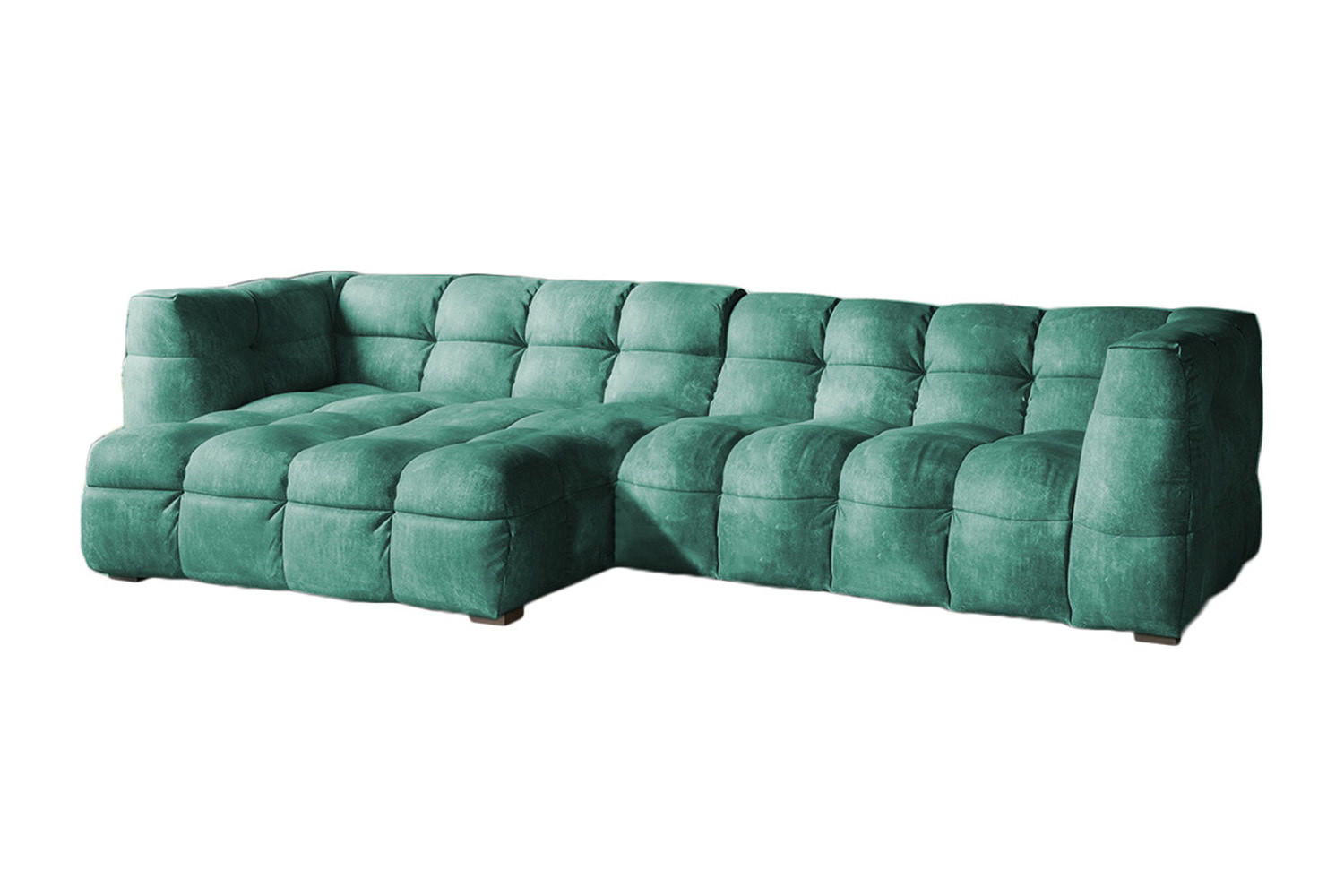 ECKSOFA RIO Petrol Velvet - Petrol/Schwarz, Textil (319/170cm) - KAWOLA