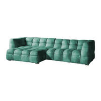 ECKSOFA RIO Petrol Velvet - Petrol/Schwarz, Textil (319/170cm) - KAWOLA
