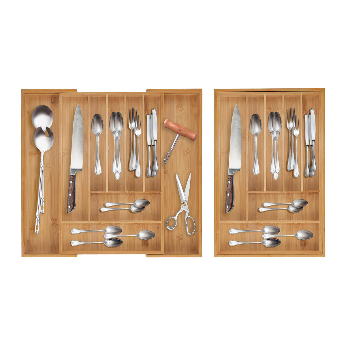 BESTECKKASTEN - Hellbraun, Holz/Kunststoff (50/5/47cm) - Relaxdays