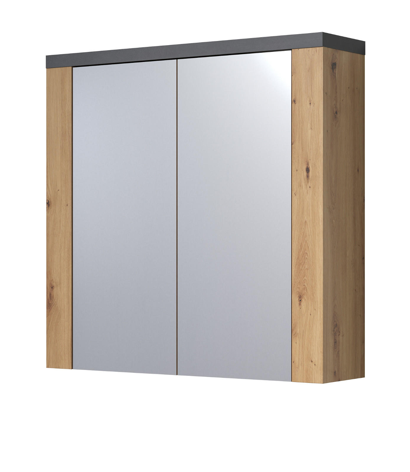 Top.Furn Spiegelschrank Eiche Artisan, Grau 78x78x20 cm