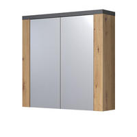 SPIEGELSCHRANK Eiche Artisan, grau 79 x 78 cm, Badschrank 2-türig - Eiche Artisan/Grau, Glas/Holzwerkstoff (78/78/20cm) - Top.Furn
