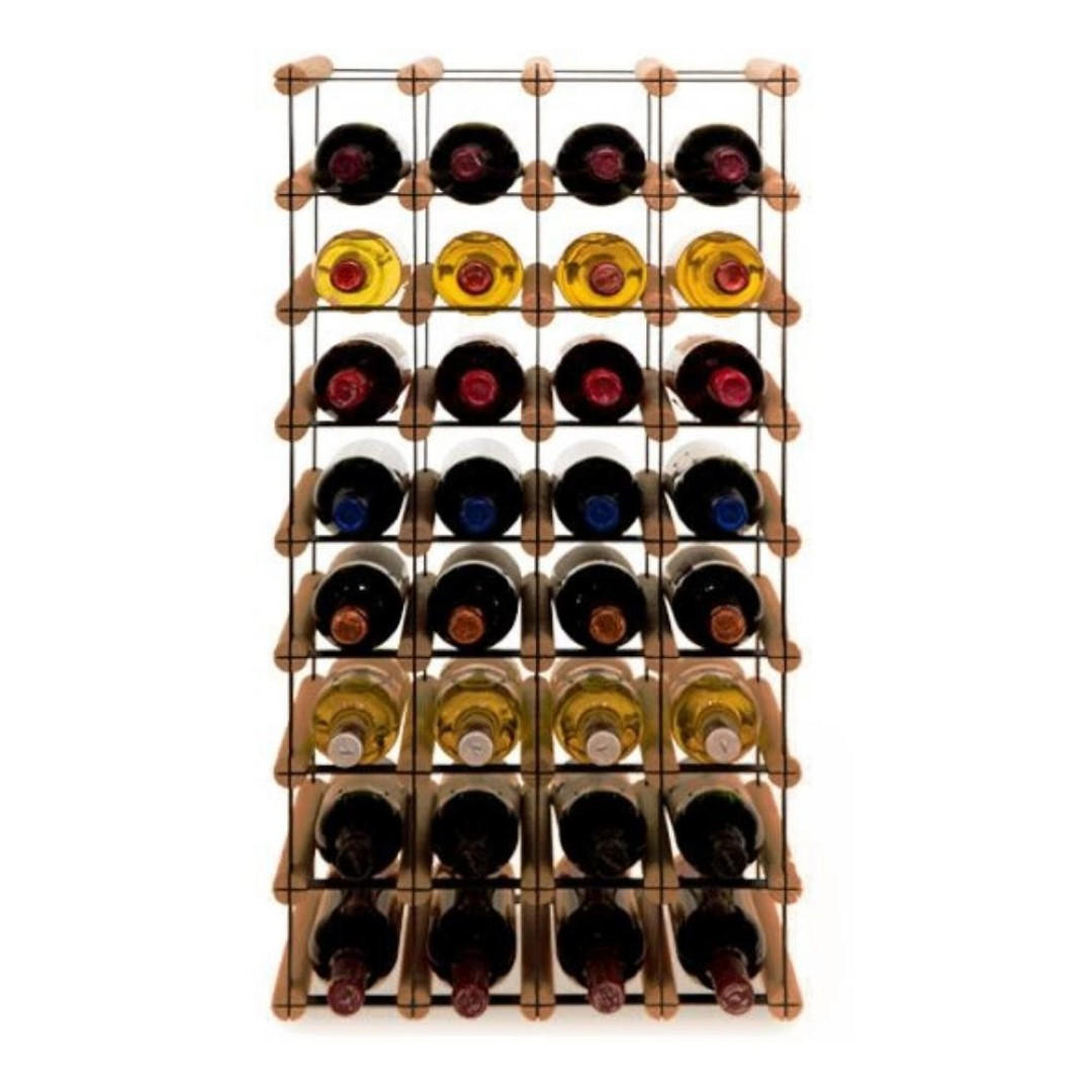 WEINREGAL Vinotega Mod Metal 82,5x42,5x24,5 cm 4x8 Flaschen Massives Kiefernholz Braun Geölt - Braun, Holz (42.5/82.5/24.5cm) - PROREGAL