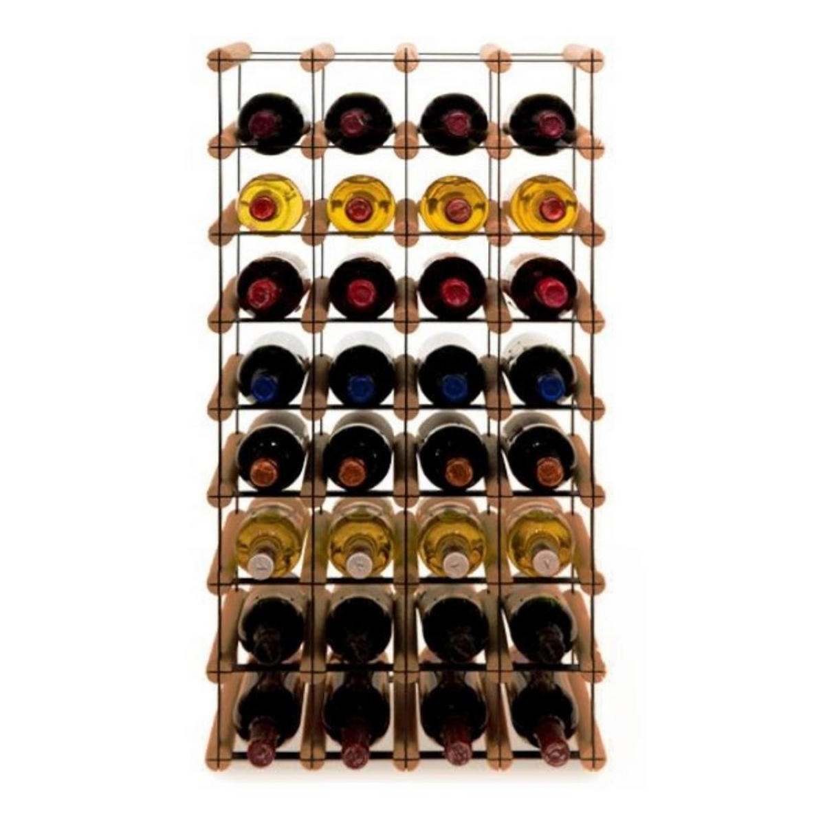 WEINREGAL Vinotega Mod Metal 82,5x42,5x24,5 cm 4x8 Flaschen Massives Kiefernholz Braun Geölt - Braun, Holz (42.5/82.5/24.5cm) - PROREGAL