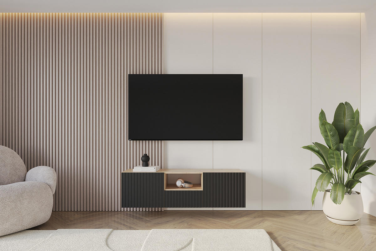 LOWBOARD KITO-W 140x40x41 cm - Artisan / Schwarz - Schwarz, Holzwerkstoff (140/40/41cm) - ALTDECOR