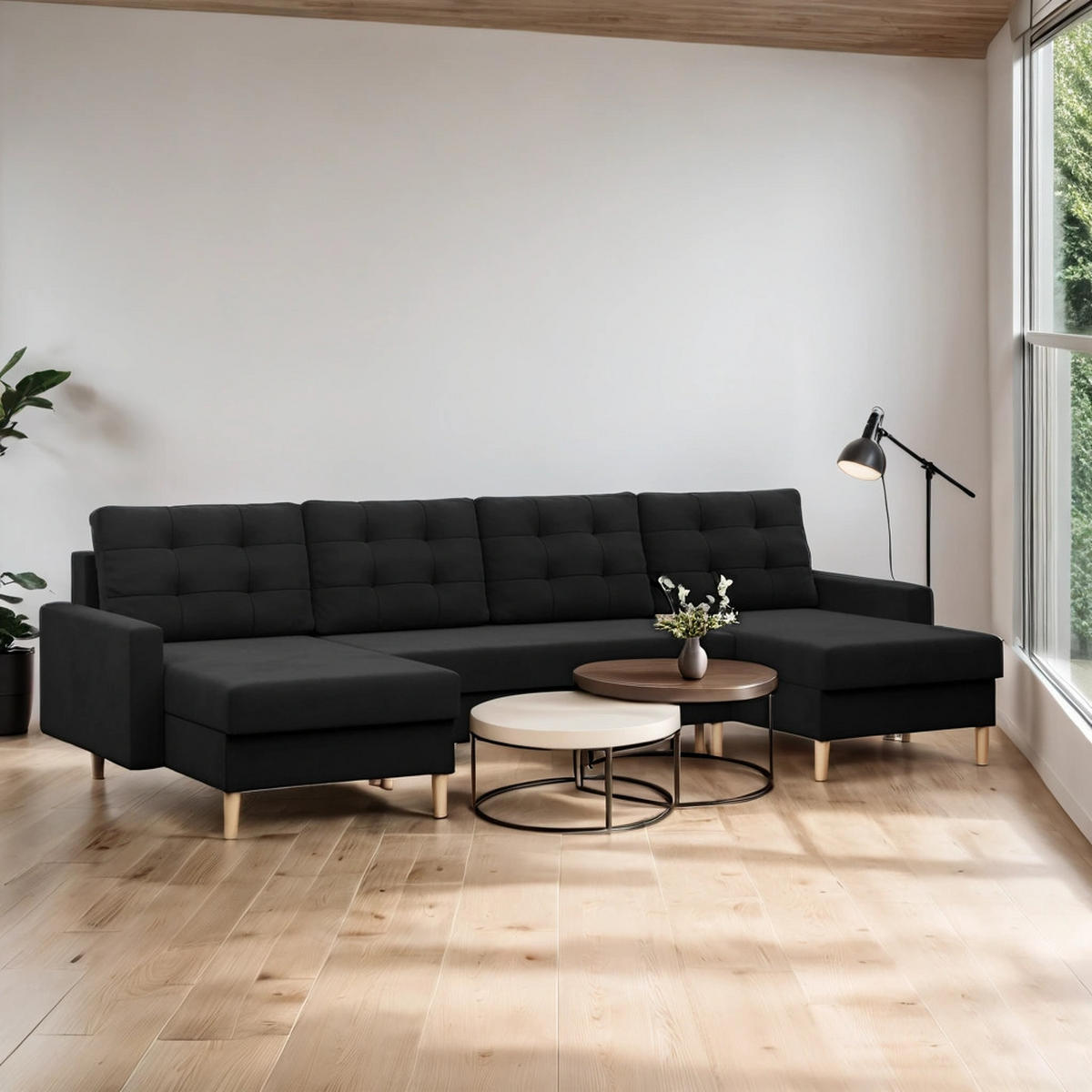 WOHNLANDSCHAFT Blank schwarz - Schwarz, Textil (294/88/140cm) - SIMKAM Furniture