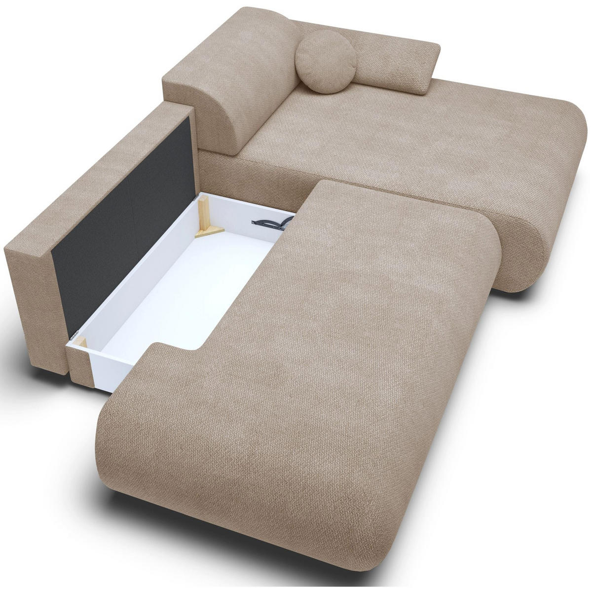 ECKSOFA Armone Beige Chenille - Beige/Schwarz, Kunststoff/Textil (173.5/286cm) - Selsey
