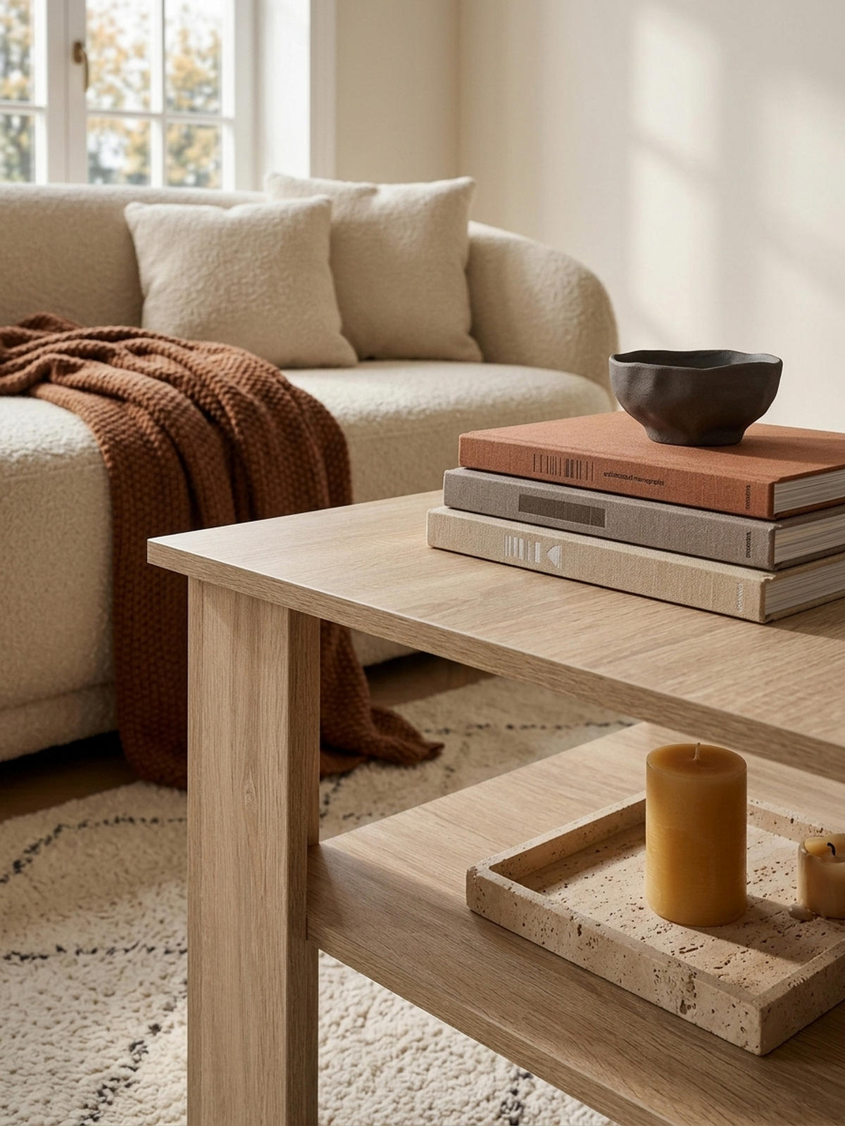 COUCHTISCH NIDDA aus Sonoma Eiche, kratzfest und Ablagefläche, Beige 60x60x42 cm - Beige, Holz (60/60/42cm) - KADIMA DESIGN