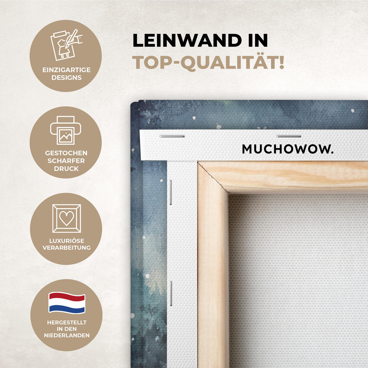 LEINWANDBILD Weihnachtsdorf - Häuser - Schnee - Weihnachten 40x60 cm - Sandfarben, Textil (40/60cm) - MuchoWow