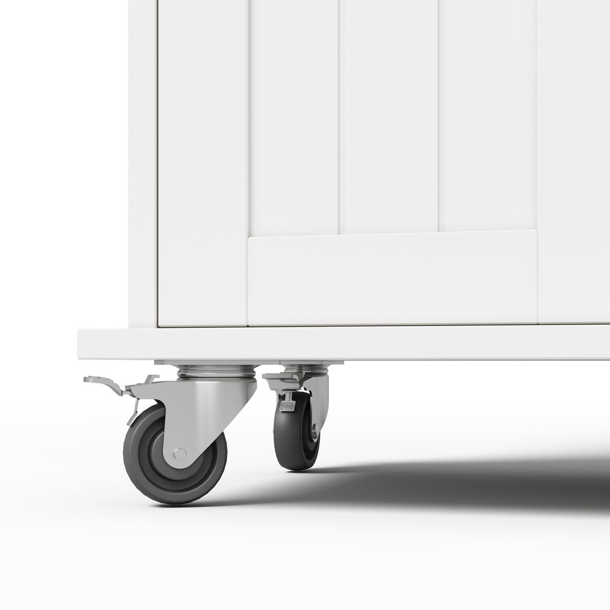 KÜCHENINSEL 120x70x95cm Weiß mit Klappplatte,verstellbaren Regalen & 5 Rollen - Weiß, Holzwerkstoff (120/95/70cm) - Modfu