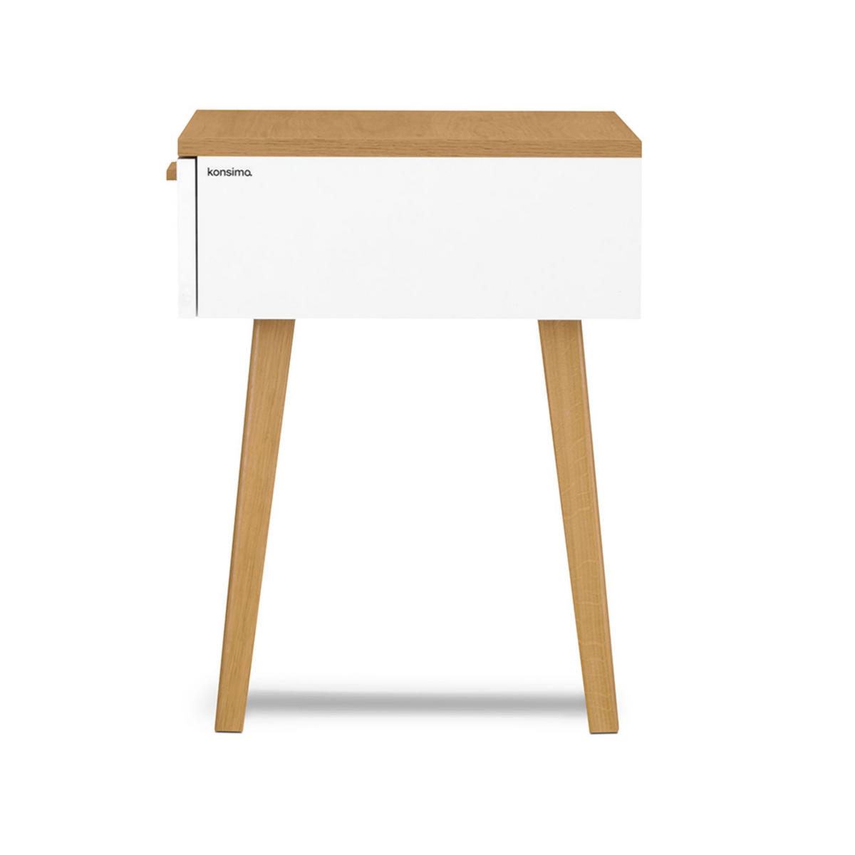 NACHTTISCH FRISK Skandinavischer, weiß - Eichefarben/Weiß, Eichenholz/Holzwerkstoff (48/60/46cm) - KONSIMO®