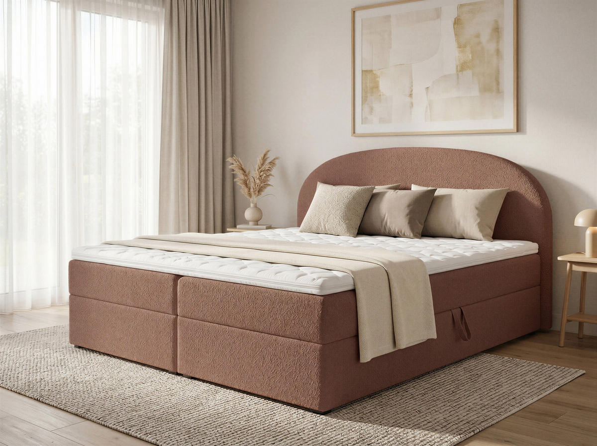 BOXBETT Cloud - 160x200 -rosa (Coral 45) - Schwarz/Rosa, Holz/Holzwerkstoff (160/200cm) - Sofnet