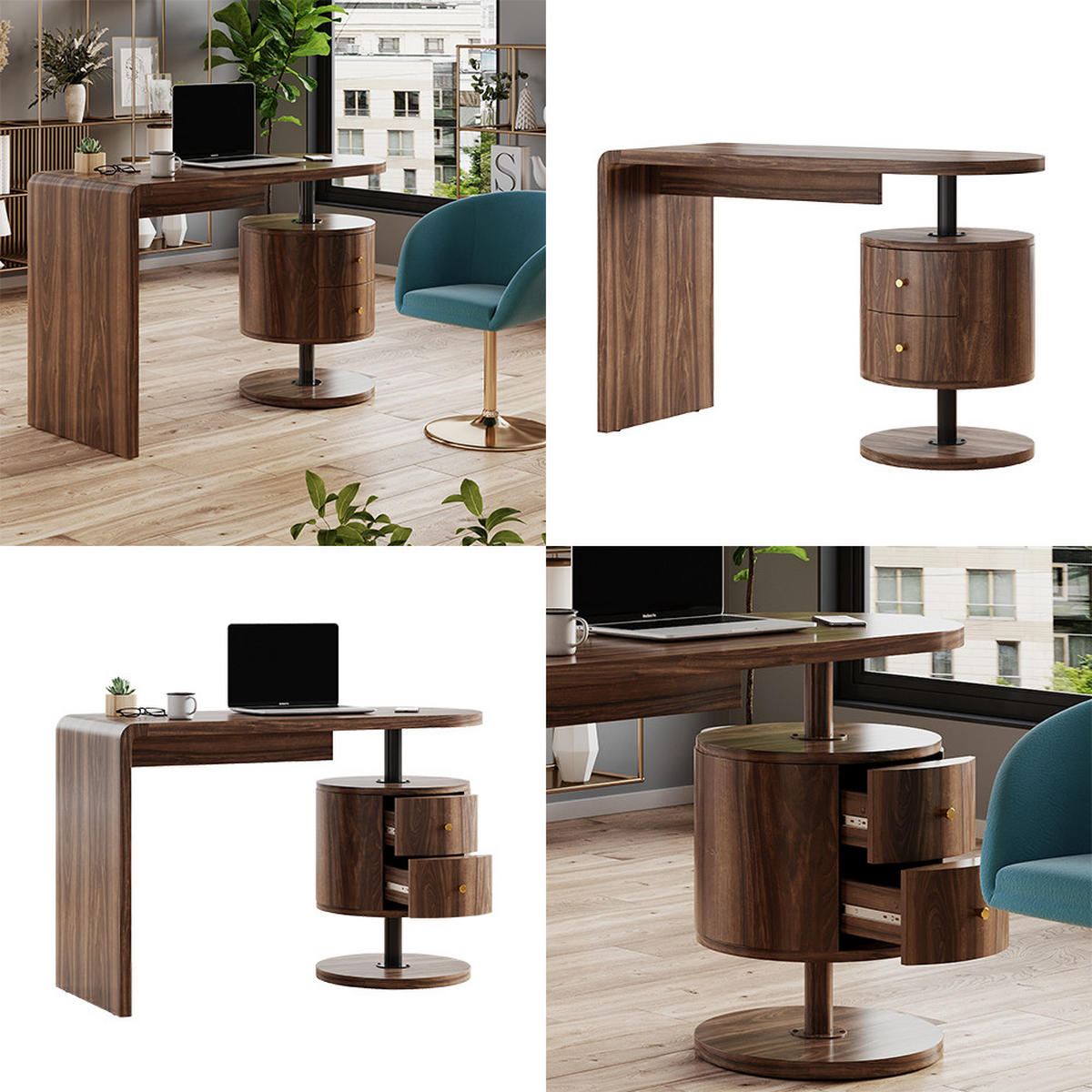 SCHREIBTISCH Lara Eiche rustikal 120 x 50 cm mit 2 Schubladen - Wildeiche, Holzwerkstoff (50/120/76cm) - Vicco