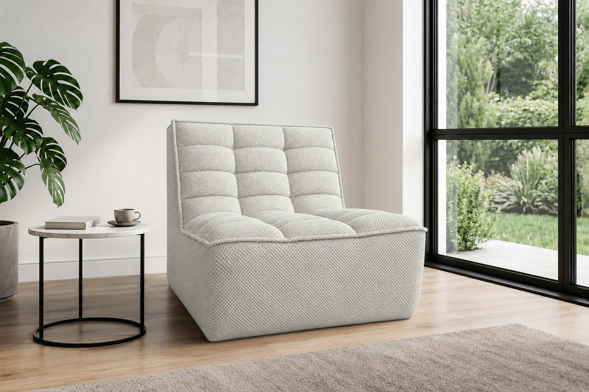 SESSEL, Loungesessel, Plüschstoff Pop, Ice, LAZY - Weiß, Holz (80/76/93cm) - Kaiser Möbel