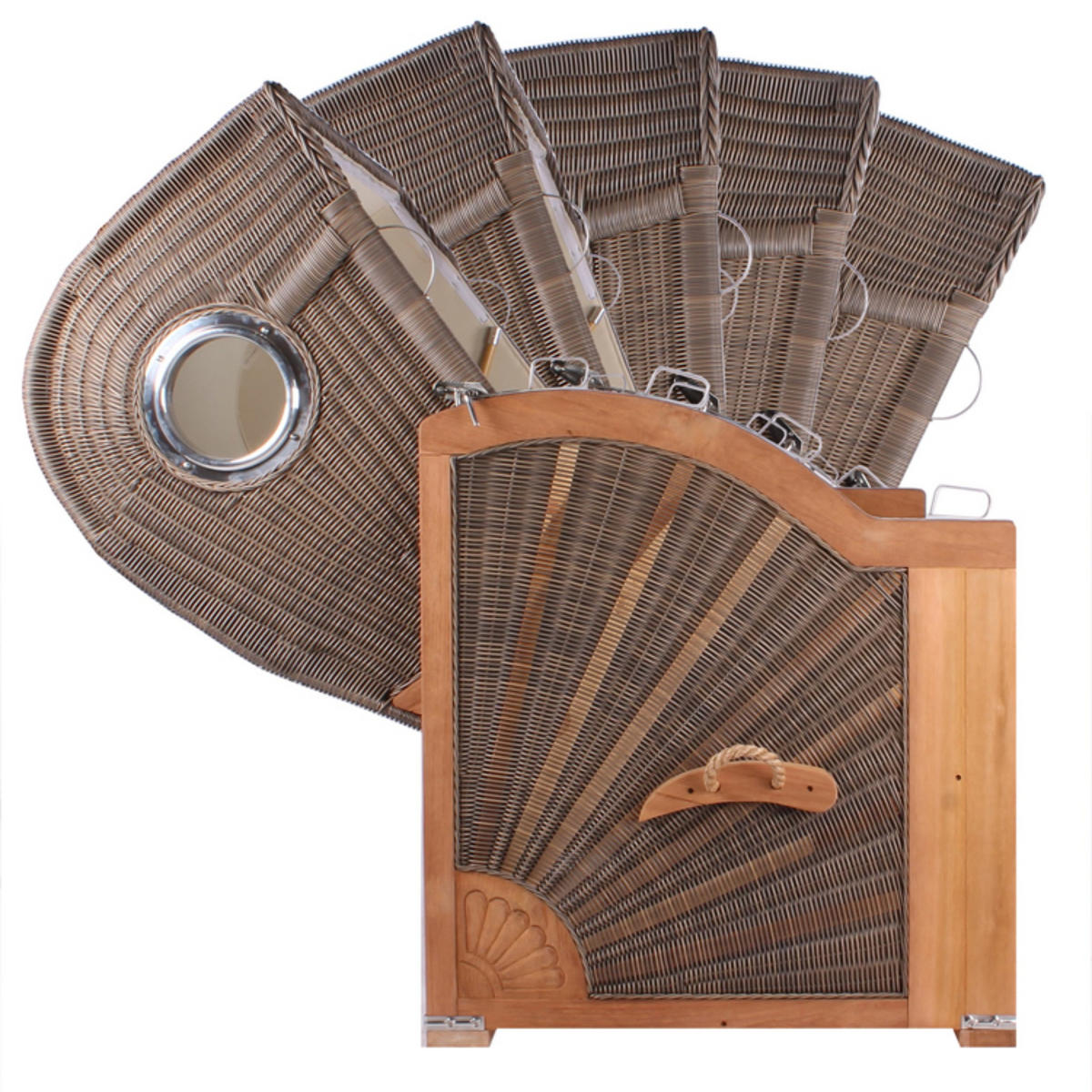 STRANDKORB Baltikum Teak 2,5 Sitzer - Schwarz/Braun, Holz/Metall (142/170/95cm) - Mr. Deko