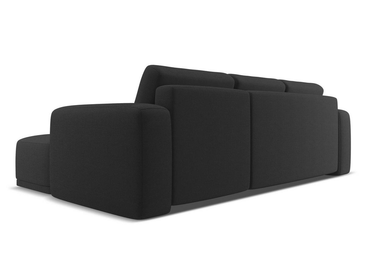 ECKSOFA mit Schlaffunktion Chenille Stoff Schwarz - Anthrazit/Schwarz, Kunststoff/Textil (258/160cm) - Makamii