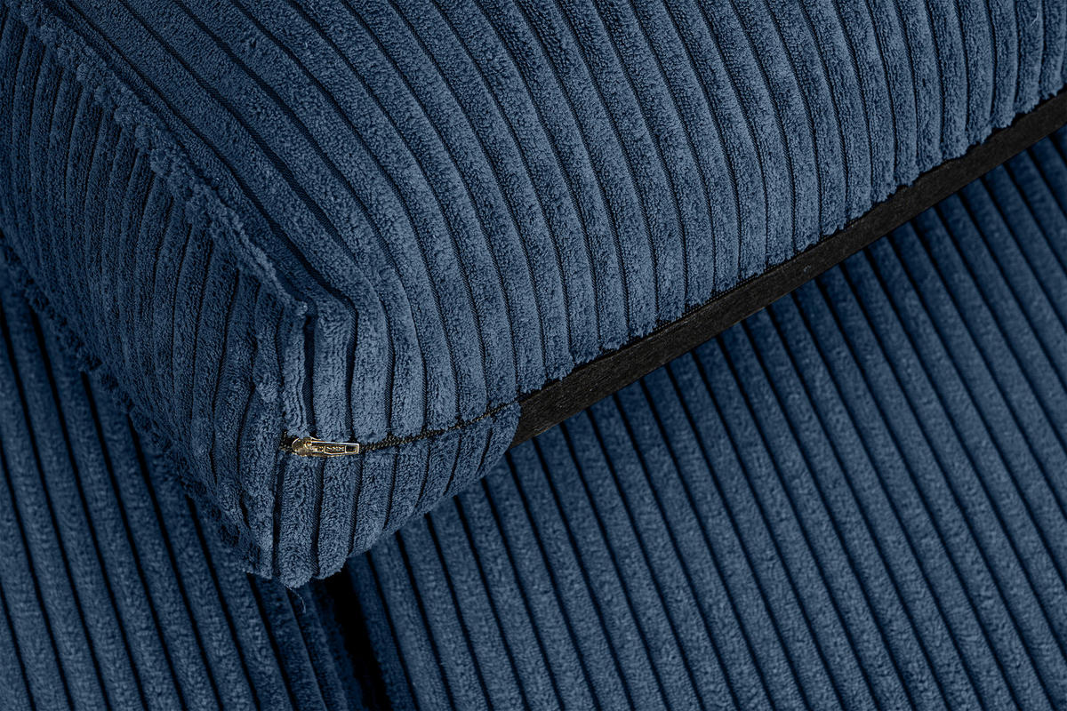 2-SITZER-SOFA INVIA Klassische-Stil mit Armlehnen, Feinkord-Stoff, Dunkelblau - Schwarz/Dunkelblau, Textil (164/87/98cm) - KONSIMO®