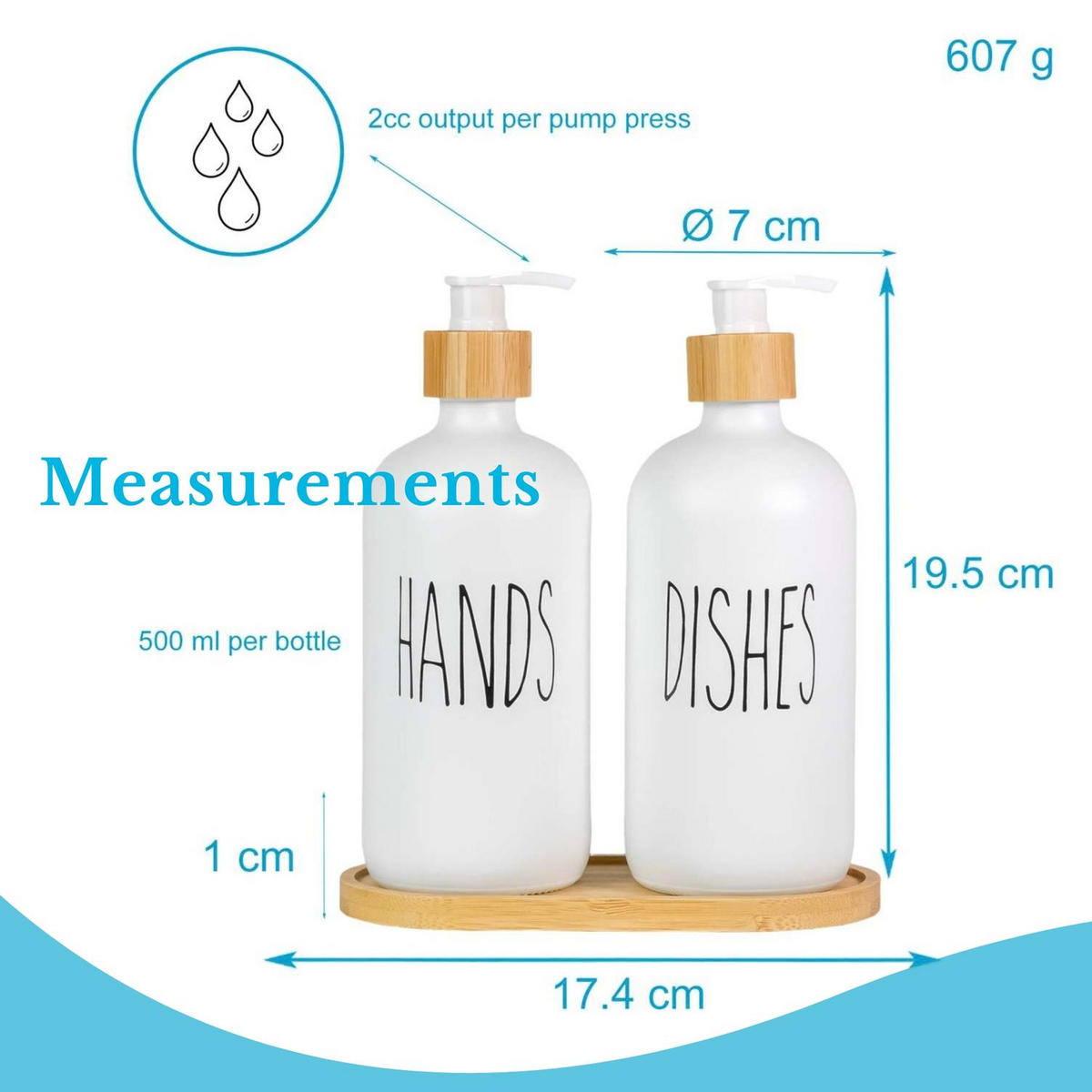 SEIFENSPENDER SET 500ml mit Tablett (3-tlg.) - Weiß, Glas (8.8/20.6/17.4cm) - Intirilife