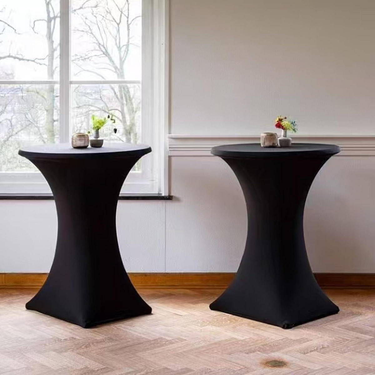 STEHTISCH Husse 8er-Set Schwarz 70 cm - Schwarz, Textil (70/110cm)