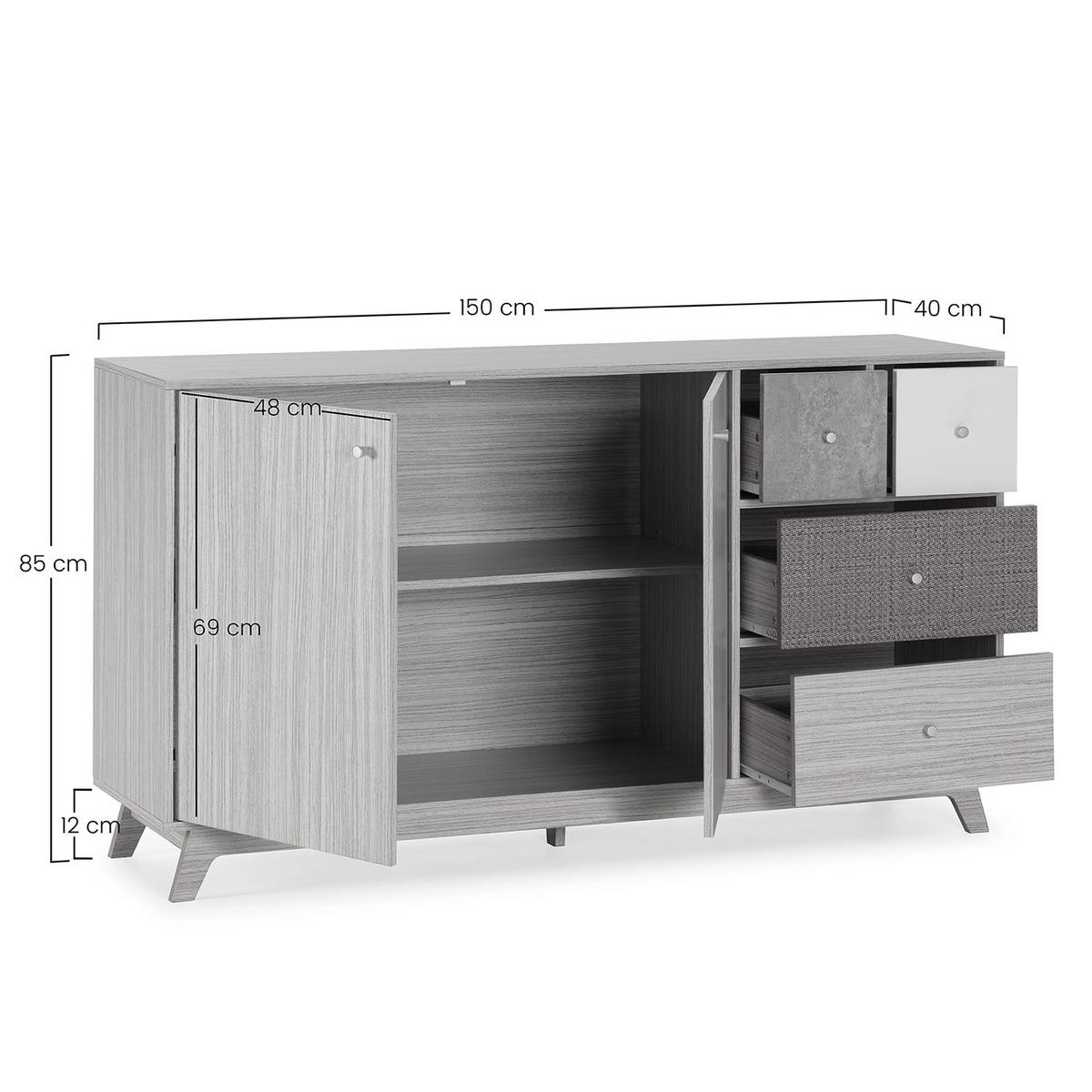 SIDEBOARD Maia - Multicolor, Holzwerkstoff (150/85/40cm) - VS Venta-stock